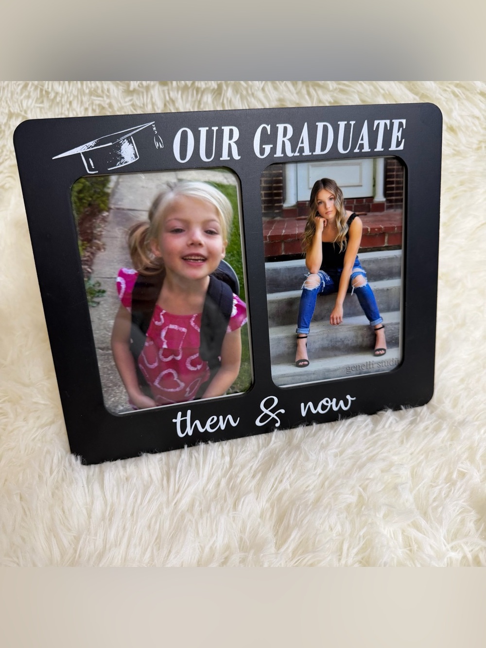"Our Graduate" Then & Now Black Photo Frame